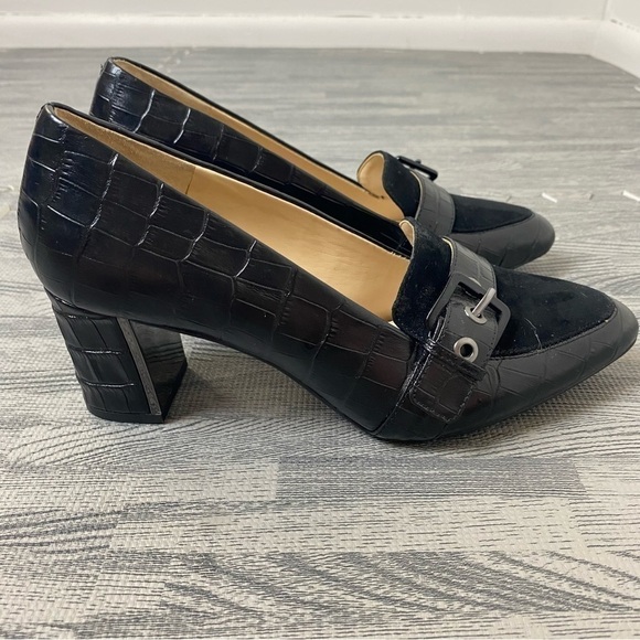 Alex Marie Croc Leather Buckle Loafer Style Heels - Picture 2 of 16